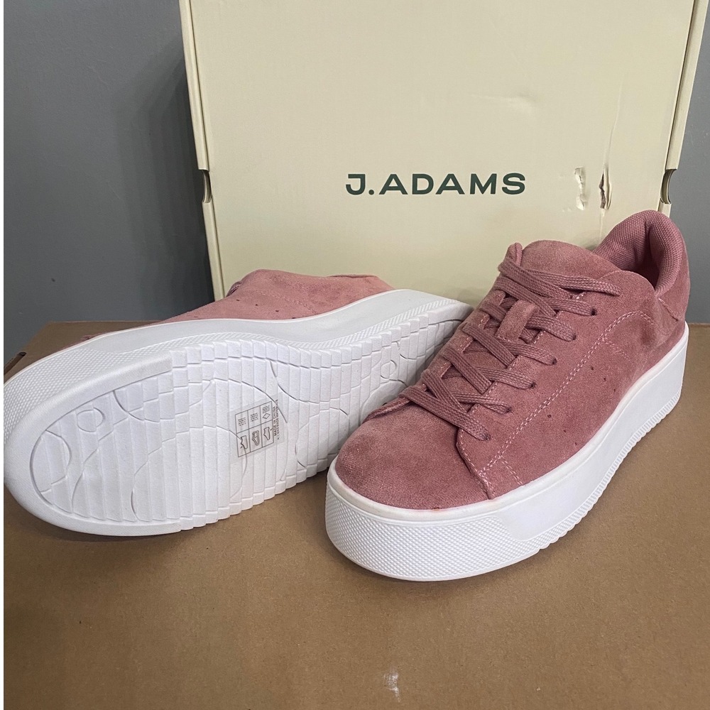 J. Adams Hero Dusty Pink Suede Platform Sneakers Womens 8 Low Top 3032-FLA - Picture 4 of 6